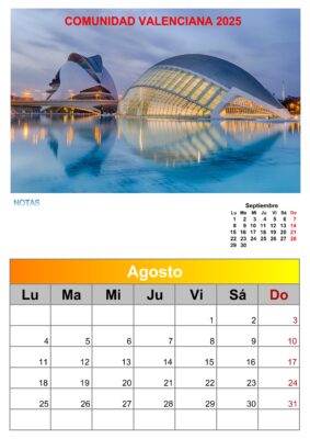 calendario de pared COMUNIDAD VALENCIANA 2025